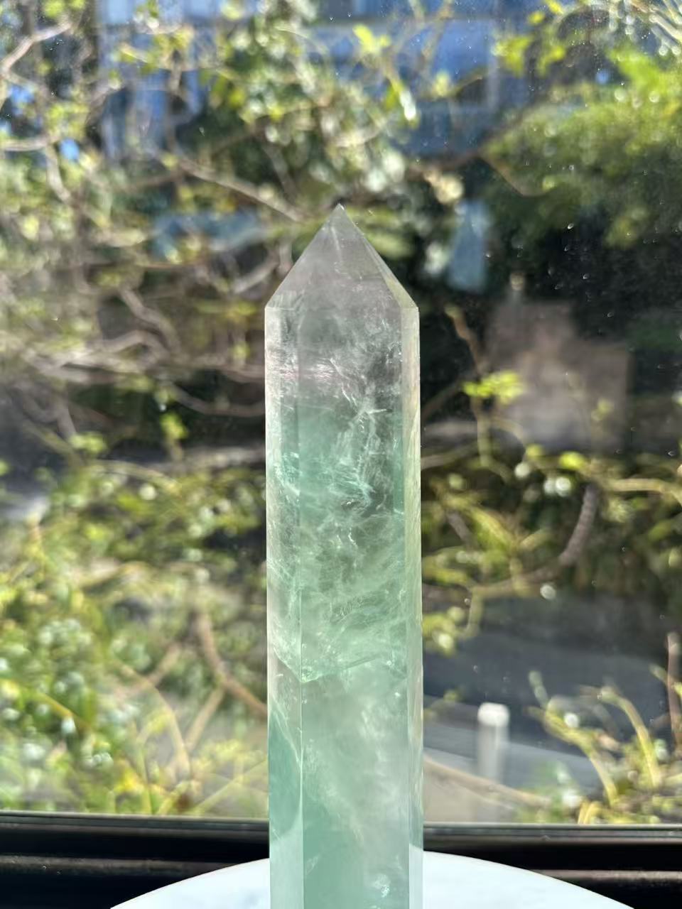 Watermelon Fluorite Tower – 870g, Green + Pink #5 — exact crystal, view 1 of 11