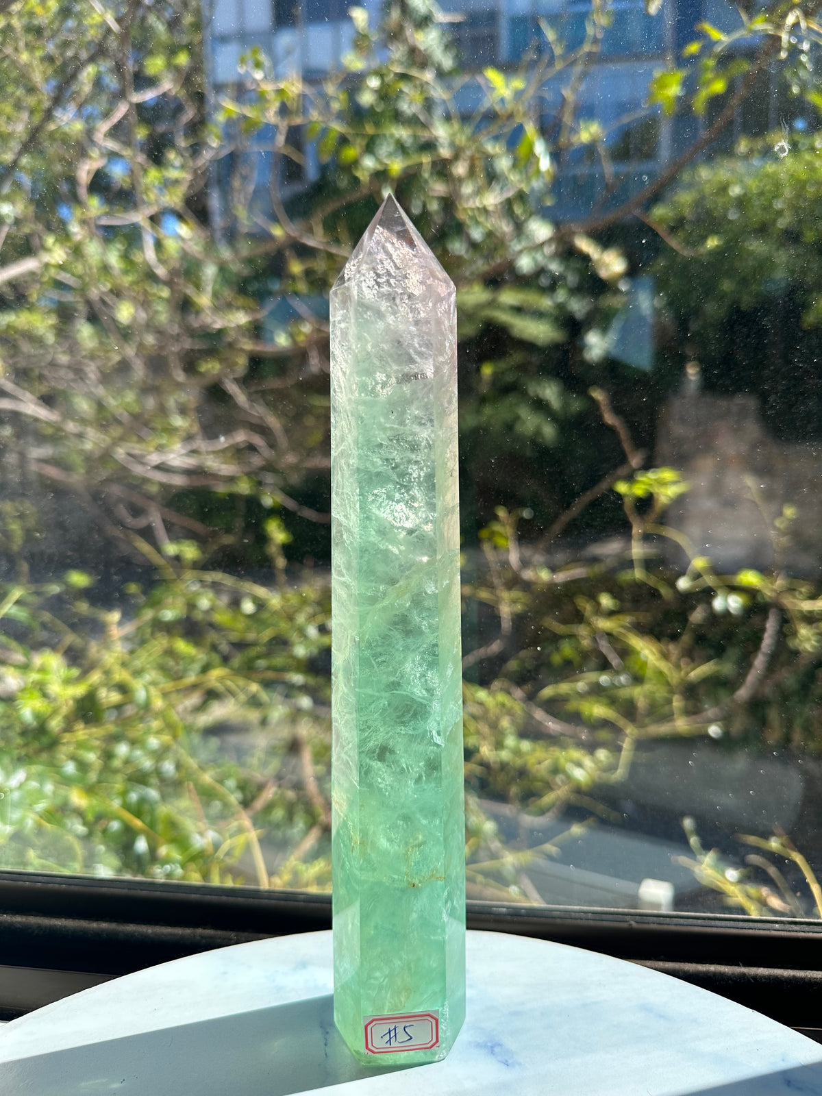 Watermelon Fluorite Tower – 870g, Green + Pink #5 — exact crystal, view 8 of 11