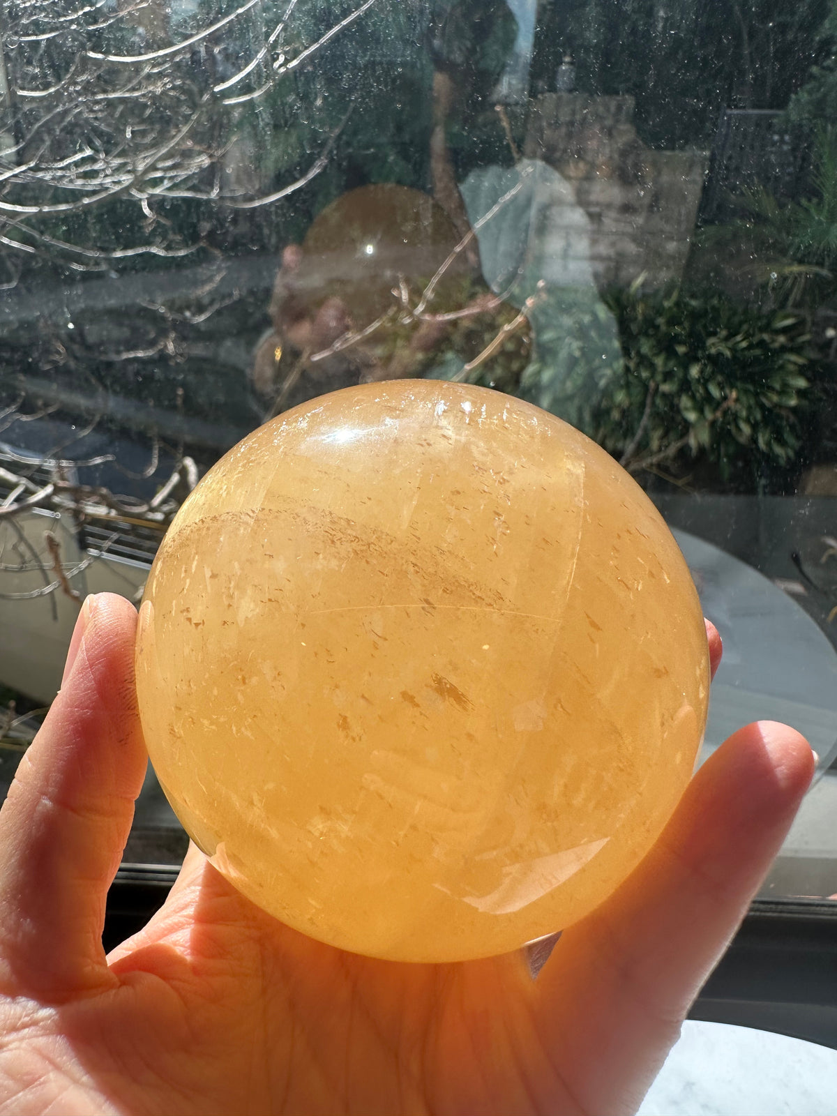 Yellow Calcite Sphere with Golden Banding | 816g 8.2cm Exact Piece #7