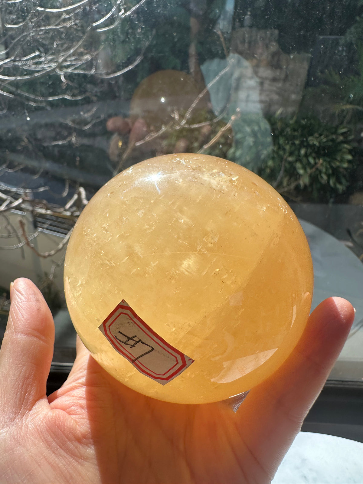 Yellow Calcite Sphere with Golden Banding | 816g 8.2cm Exact Piece #7