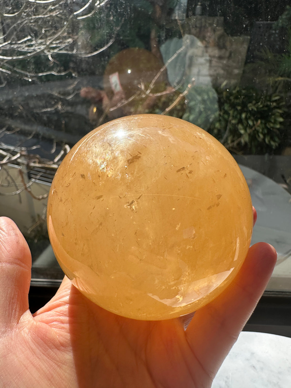 Yellow Calcite Sphere with Golden Banding | 816g 8.2cm Exact Piece #7
