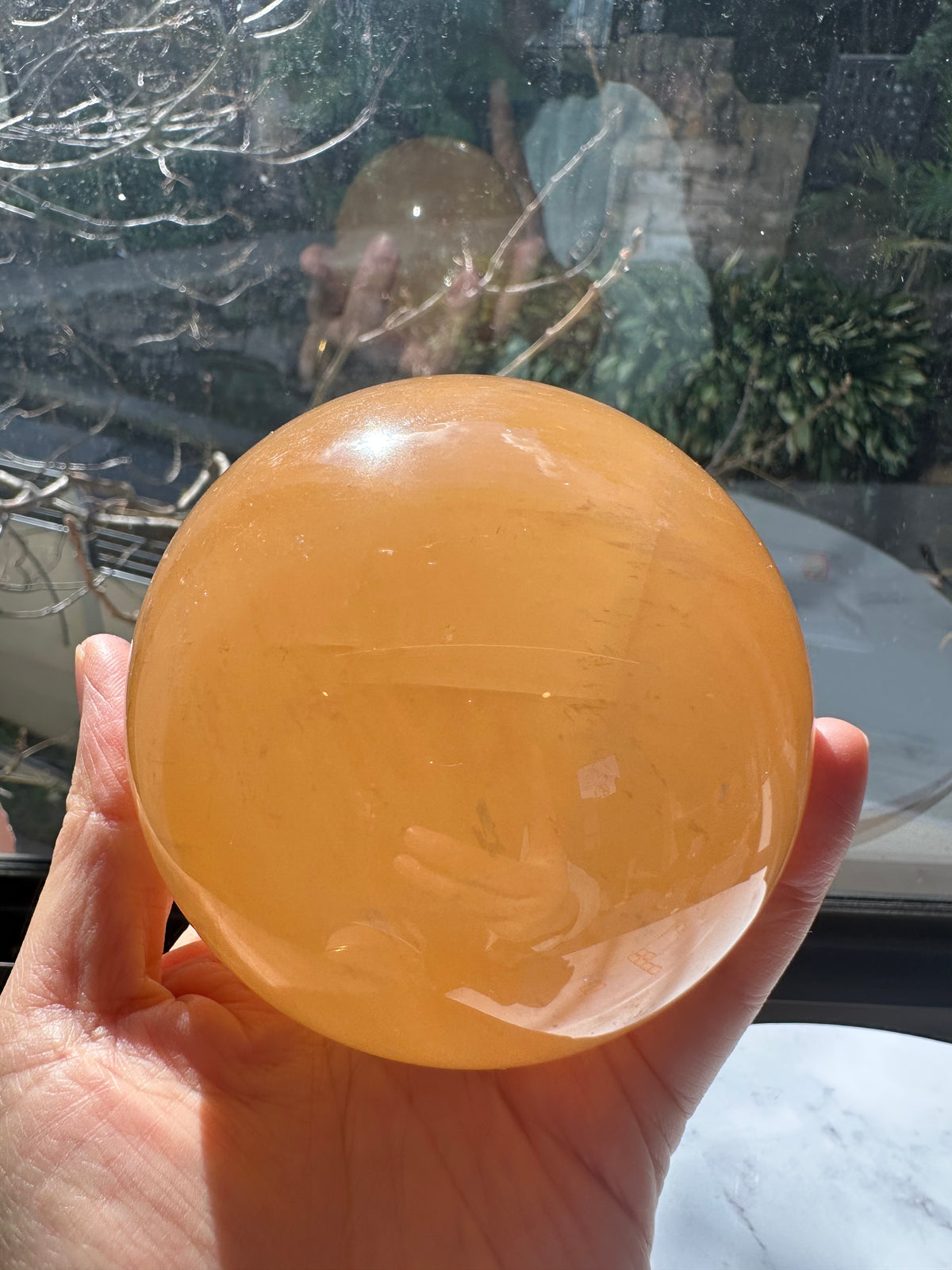 Yellow Calcite Sphere with Golden Banding | 816g 8.2cm Exact Piece #7