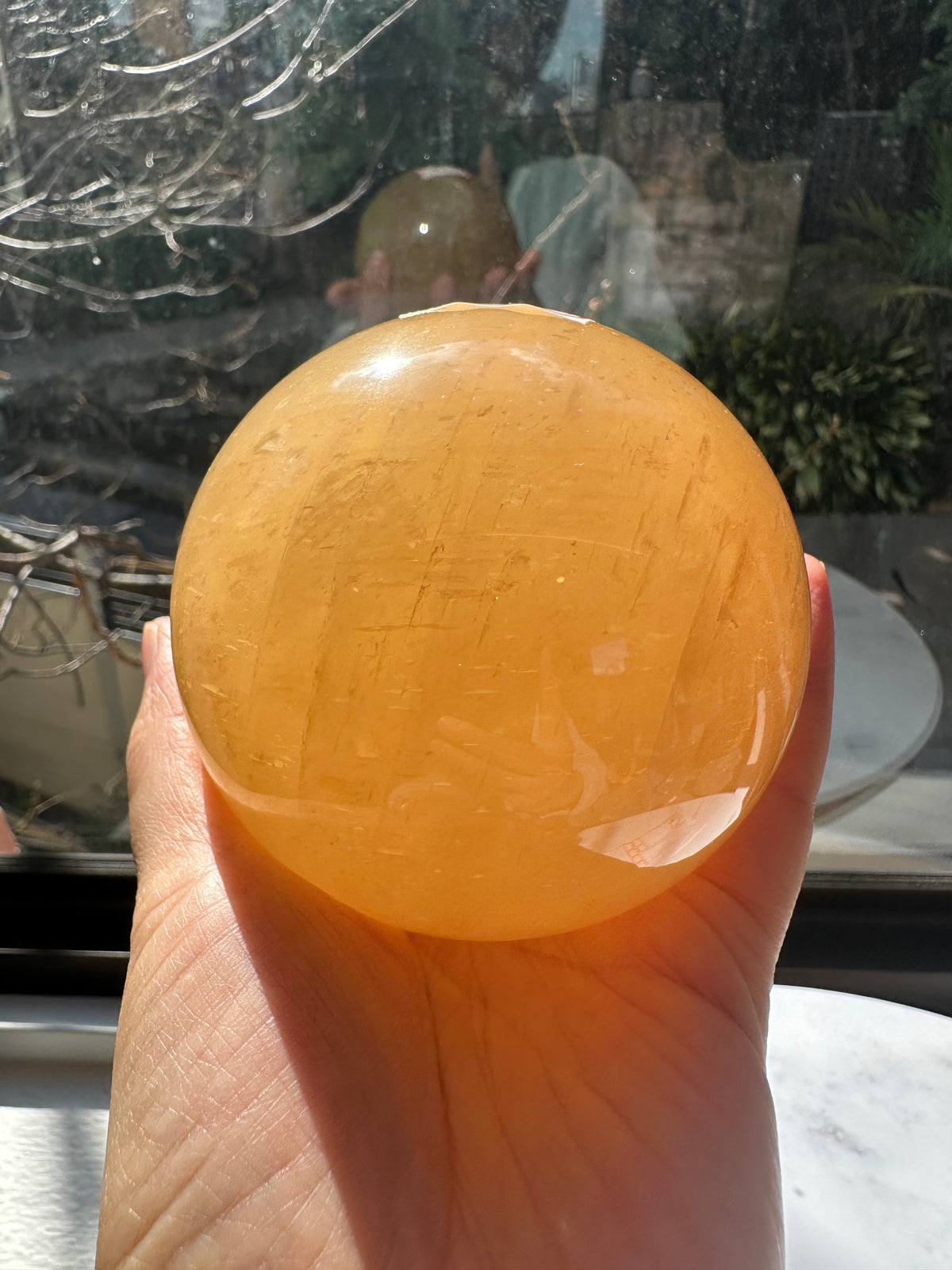 Yellow Calcite Sphere with Golden Banding | 816g 8.2cm Exact Piece #7