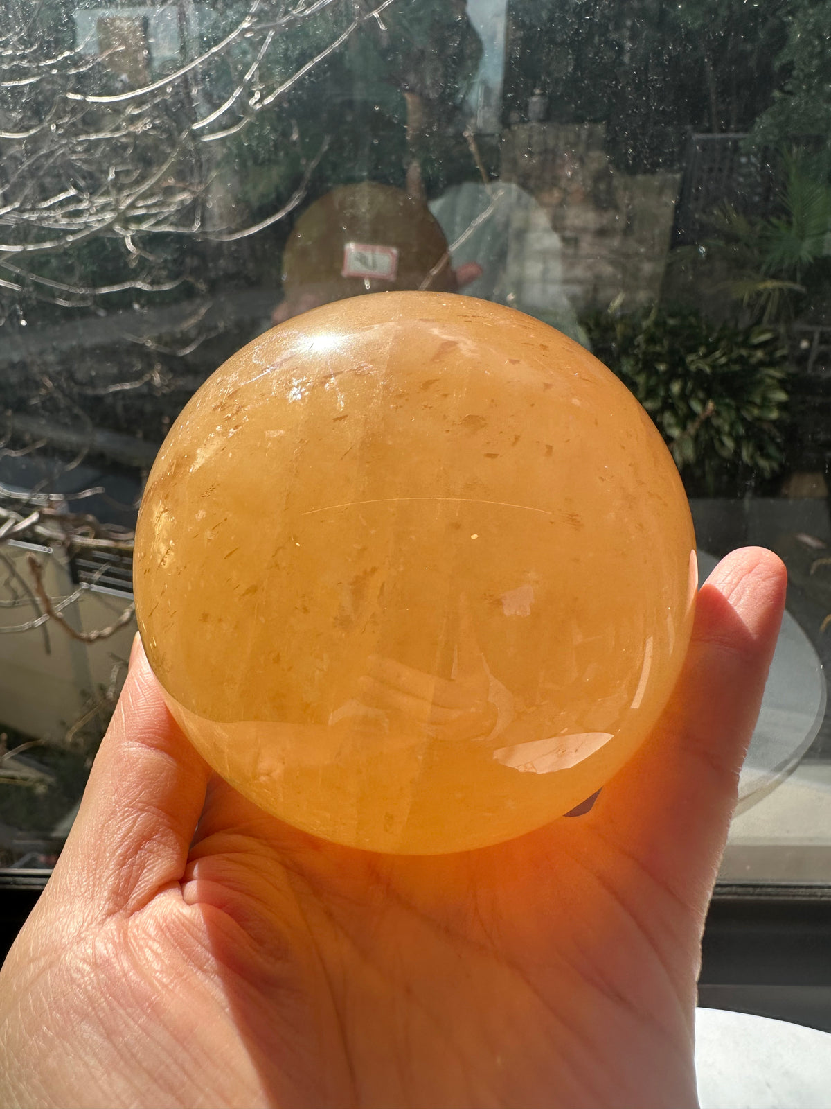 Yellow Calcite Sphere with Golden Banding | 816g 8.2cm Exact Piece #7