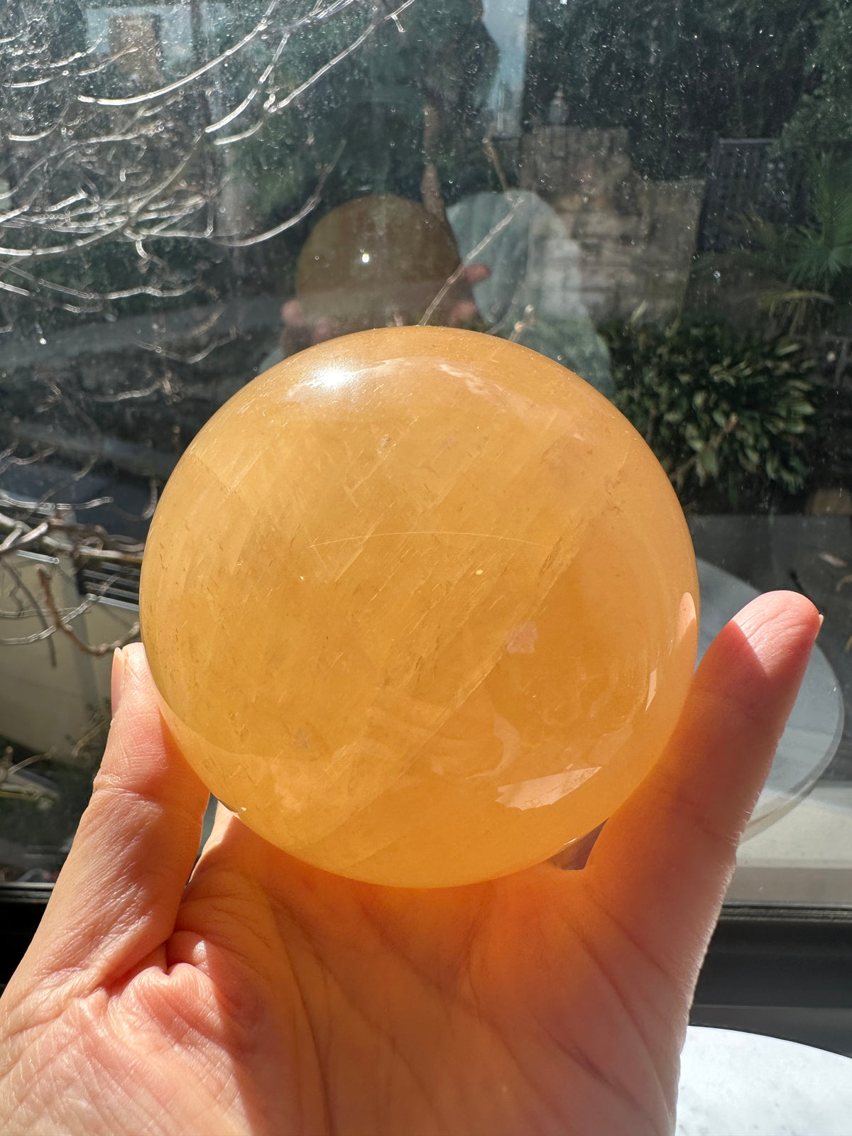 Yellow Calcite Sphere with Golden Banding | 816g 8.2cm Exact Piece #7