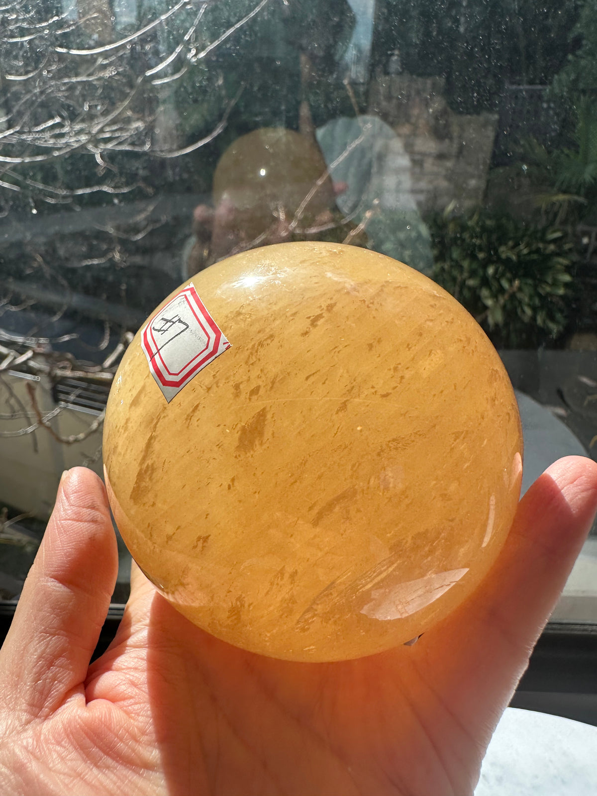 Yellow Calcite Sphere with Golden Banding | 816g 8.2cm Exact Piece #7