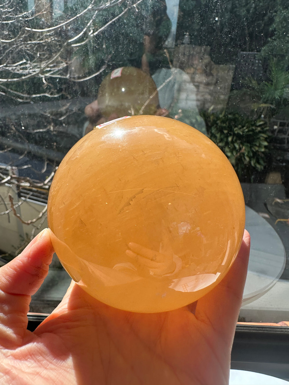 Yellow Calcite Sphere with Golden Banding | 816g 8.2cm Exact Piece #7