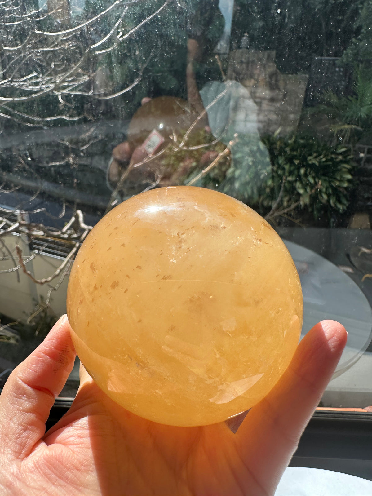 Yellow Calcite Sphere with Golden Banding | 816g 8.2cm Exact Piece #7