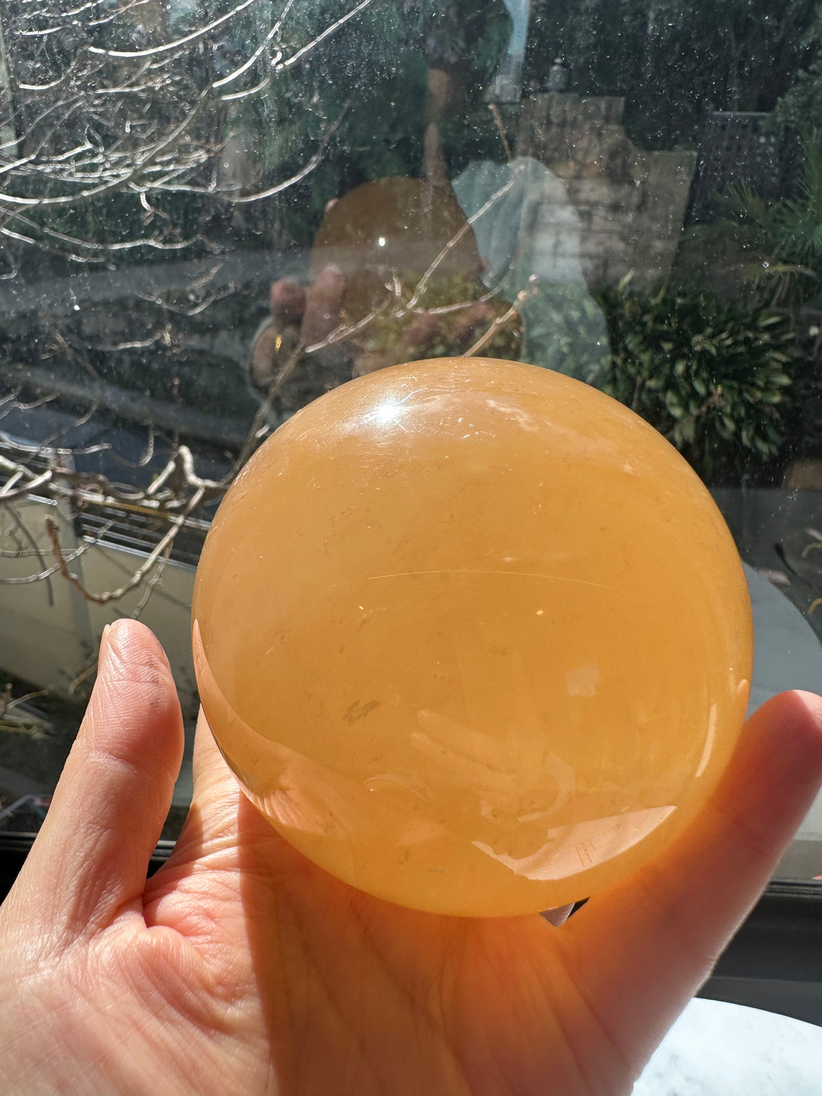 Yellow Calcite Sphere with Golden Banding | 816g 8.2cm Exact Piece #7