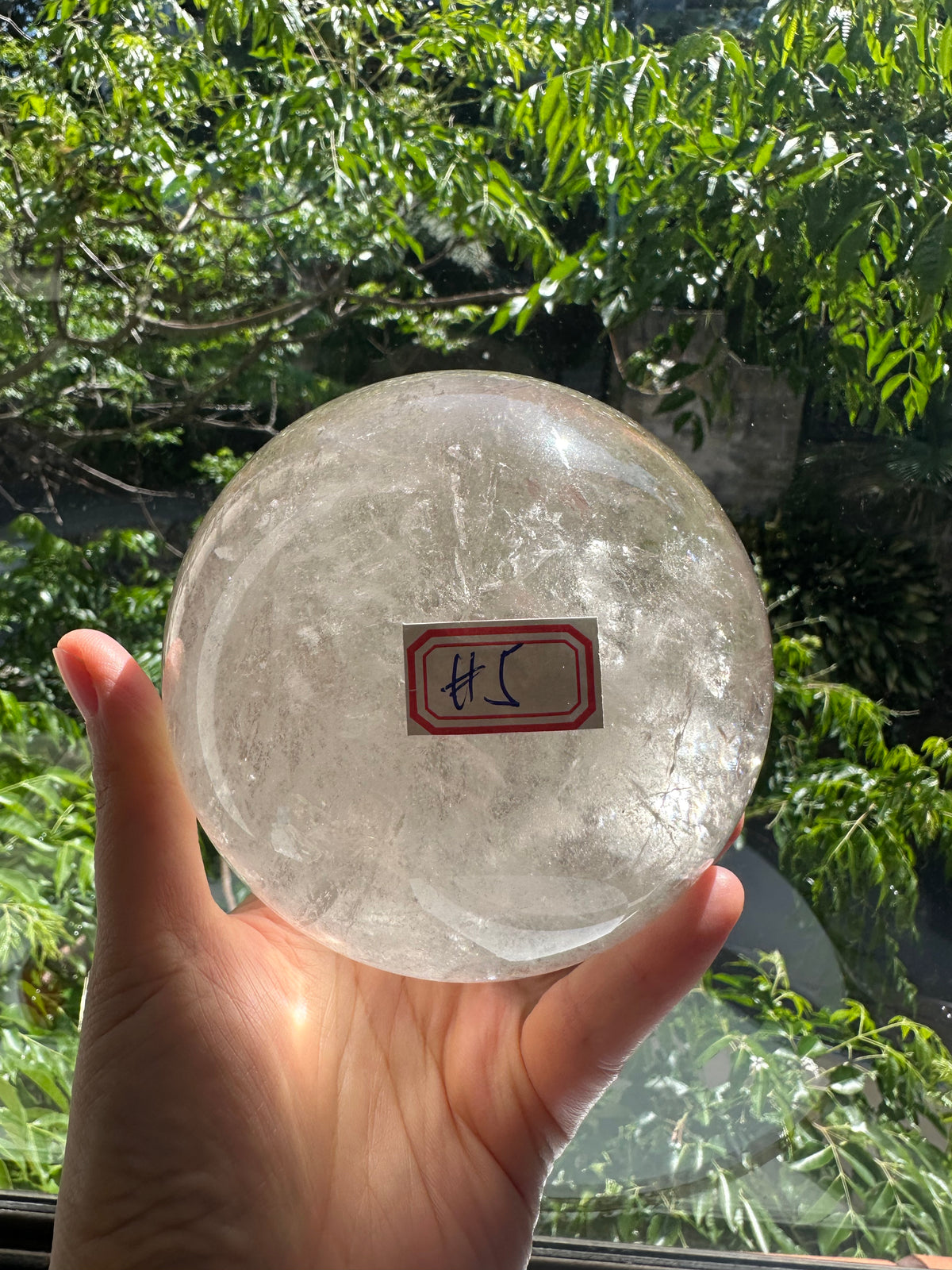 Exact light smoky quartz sphere #5 with rainbow, 1.49kg – view 10