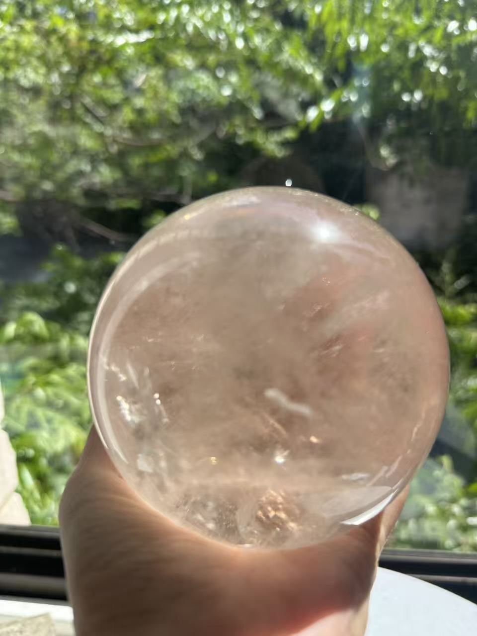 Exact light smoky quartz sphere #5 with rainbow, 1.49kg – view 5