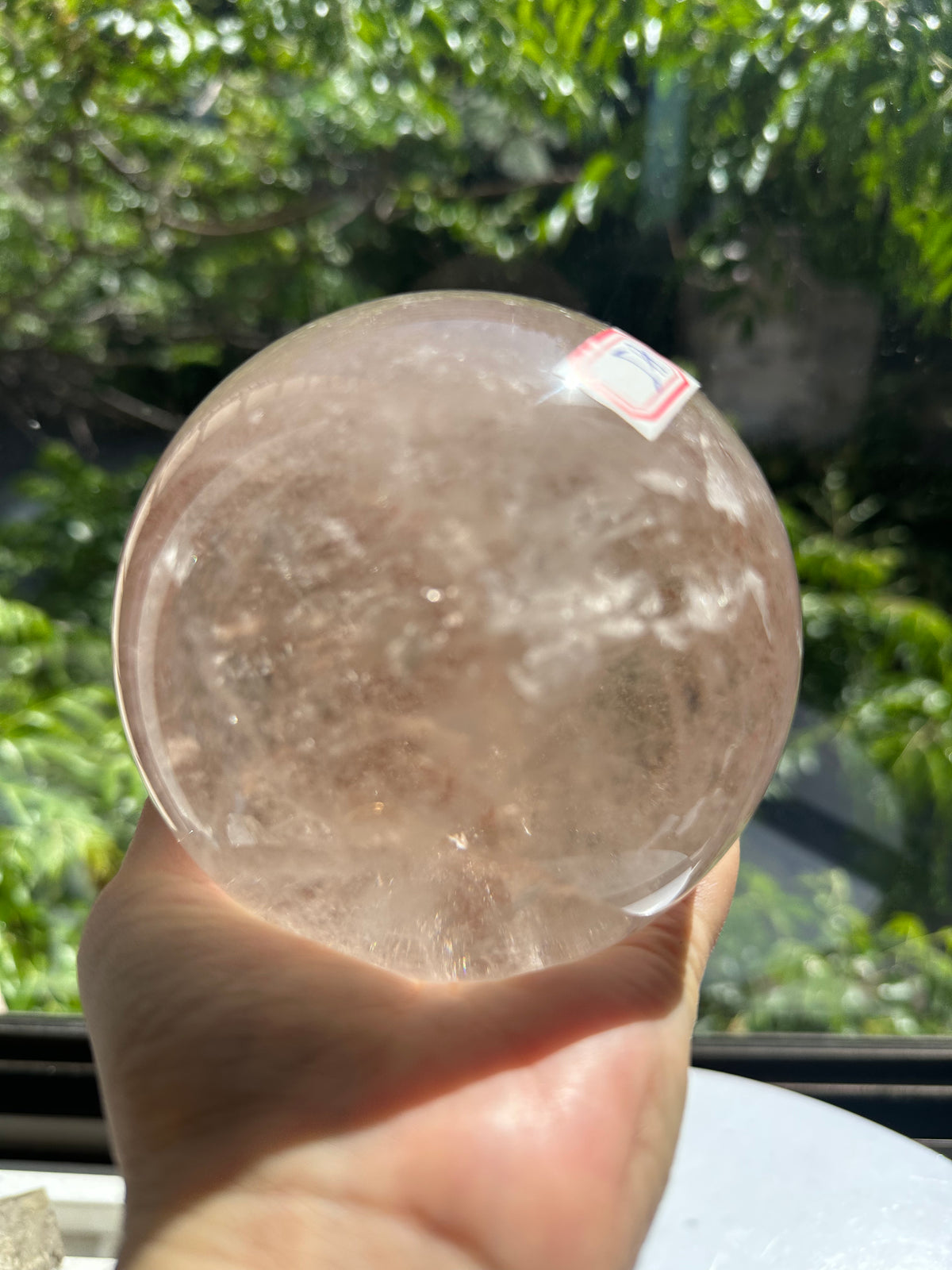Exact light smoky quartz sphere #5 with rainbow, 1.49kg – view 7