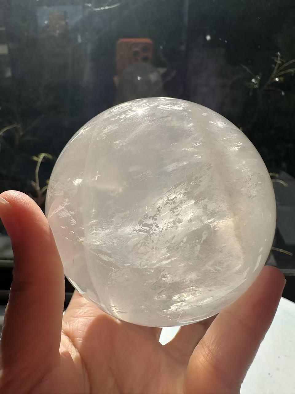 Madagascar Clear Quartz Sphere with Rainbows & Stand | 666g 7.8cm Exact Piece #3