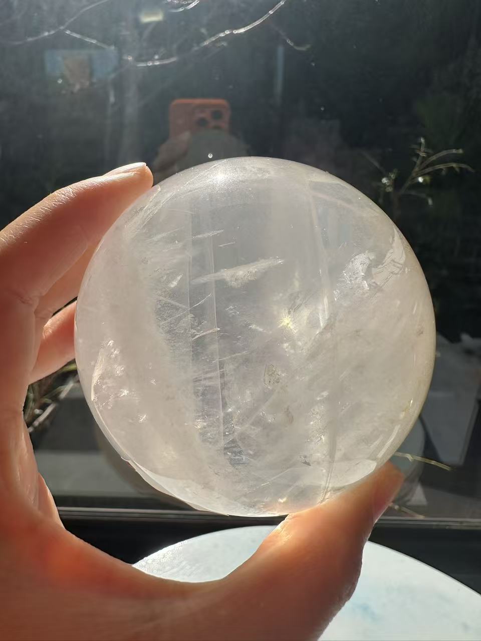 Madagascar Clear Quartz Sphere with Rainbows & Stand | 666g 7.8cm Exact Piece #3