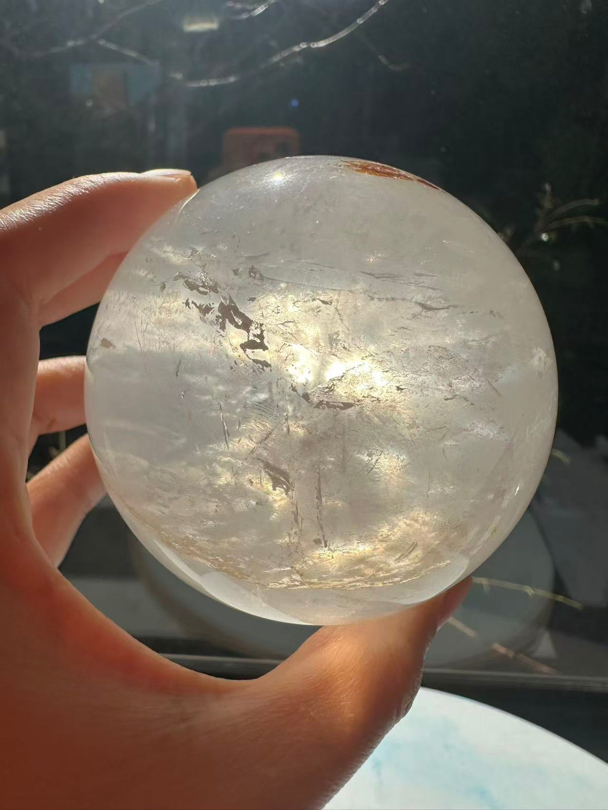 Madagascar Clear Quartz Sphere with Rainbows & Stand | 666g 7.8cm Exact Piece #3