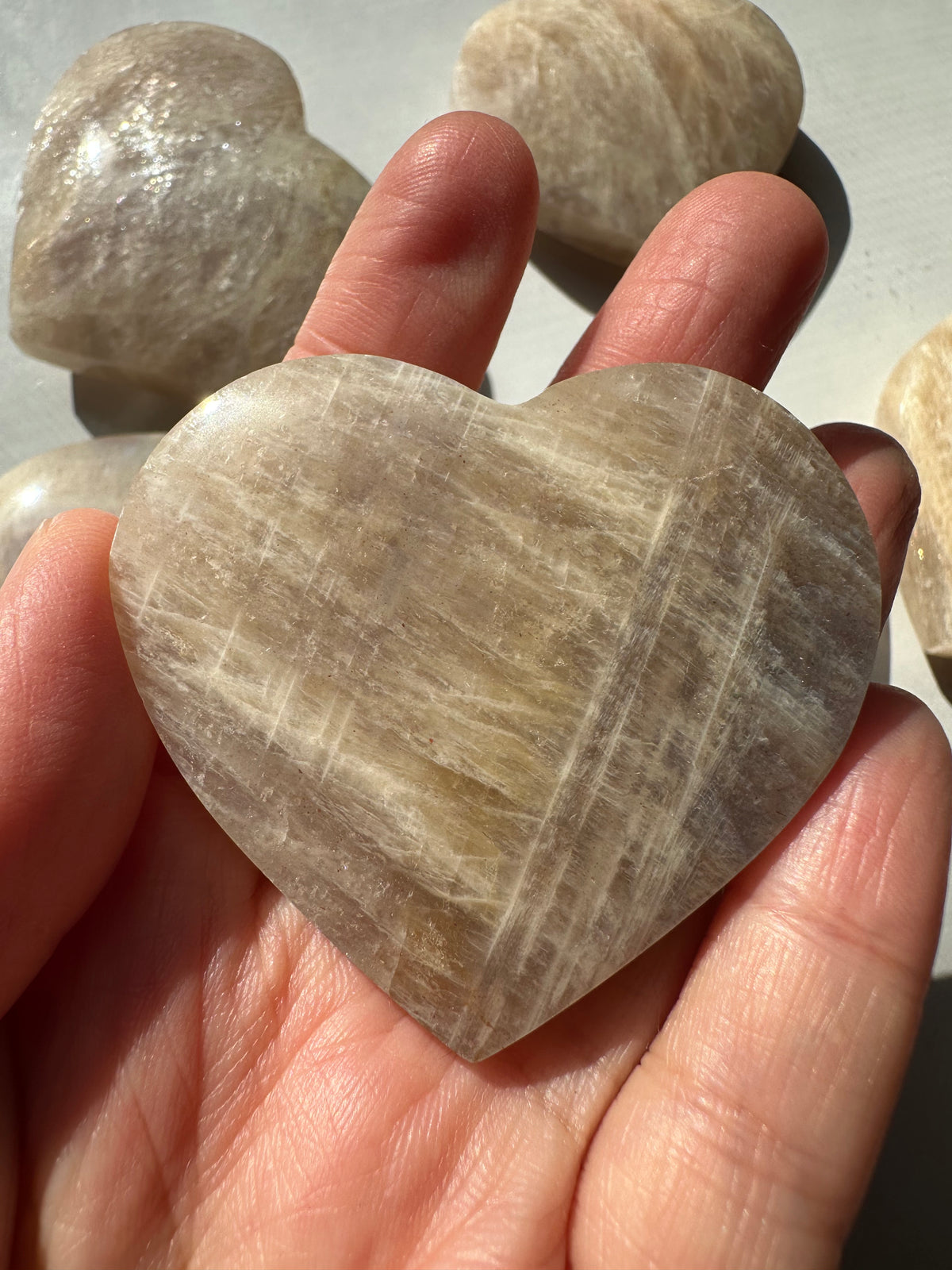 Blue Moonstone Heart | Natural Flash Crystal 50–100g