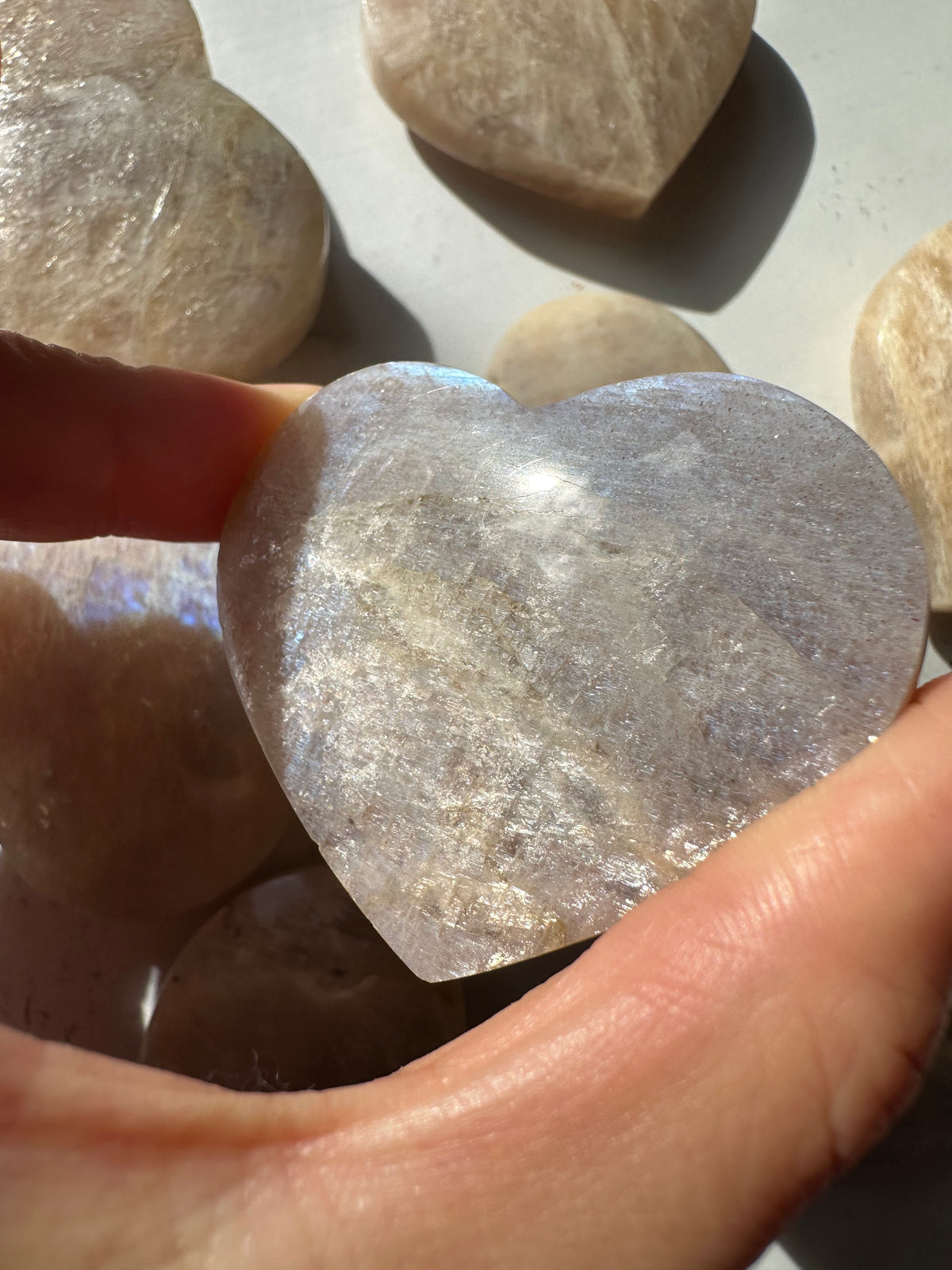 Blue Moonstone Heart | Natural Flash Crystal 50–100g