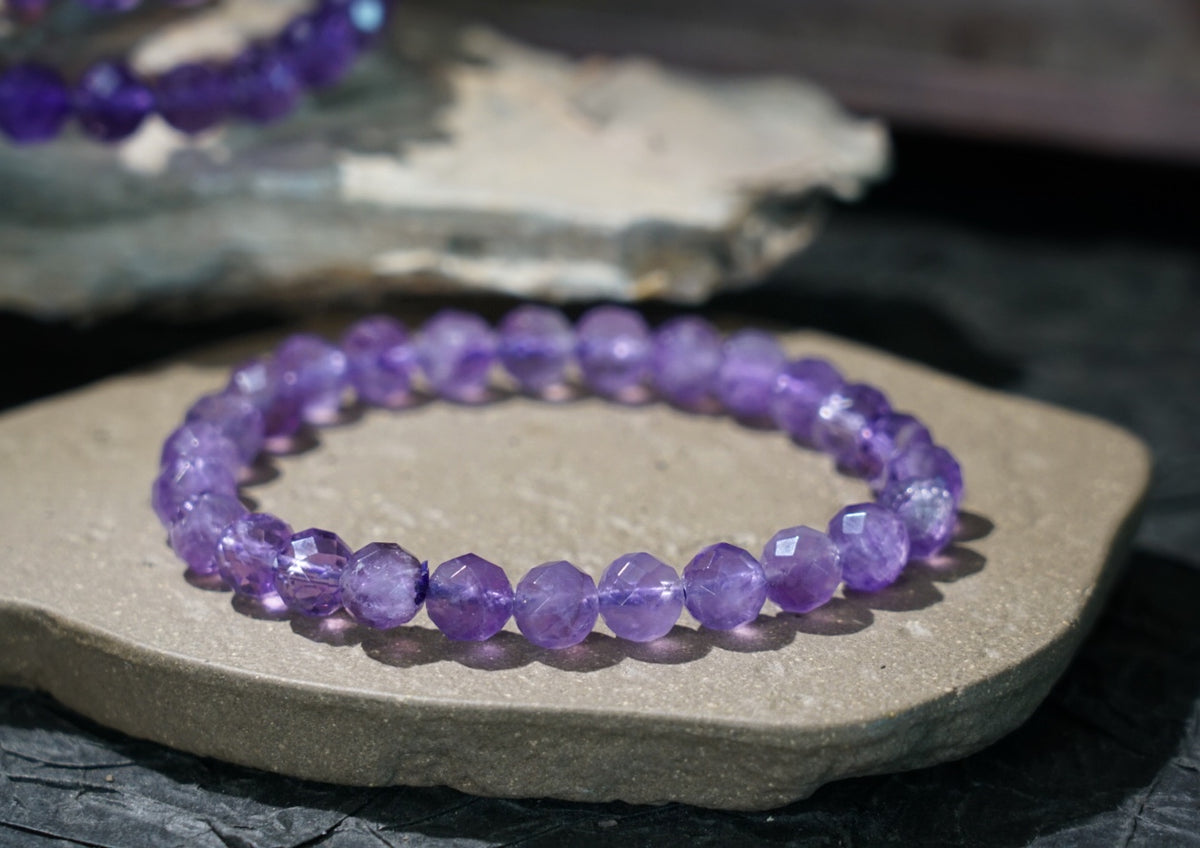 Brazilian Amethyst Bracelet, Faceted Natural Crystal Beads – alternate view 5