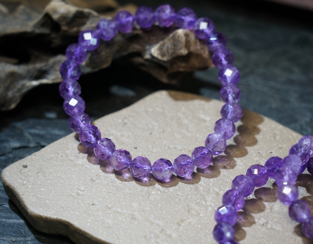 Brazilian Amethyst Bracelet, Faceted Natural Crystal Beads – alternate view 15