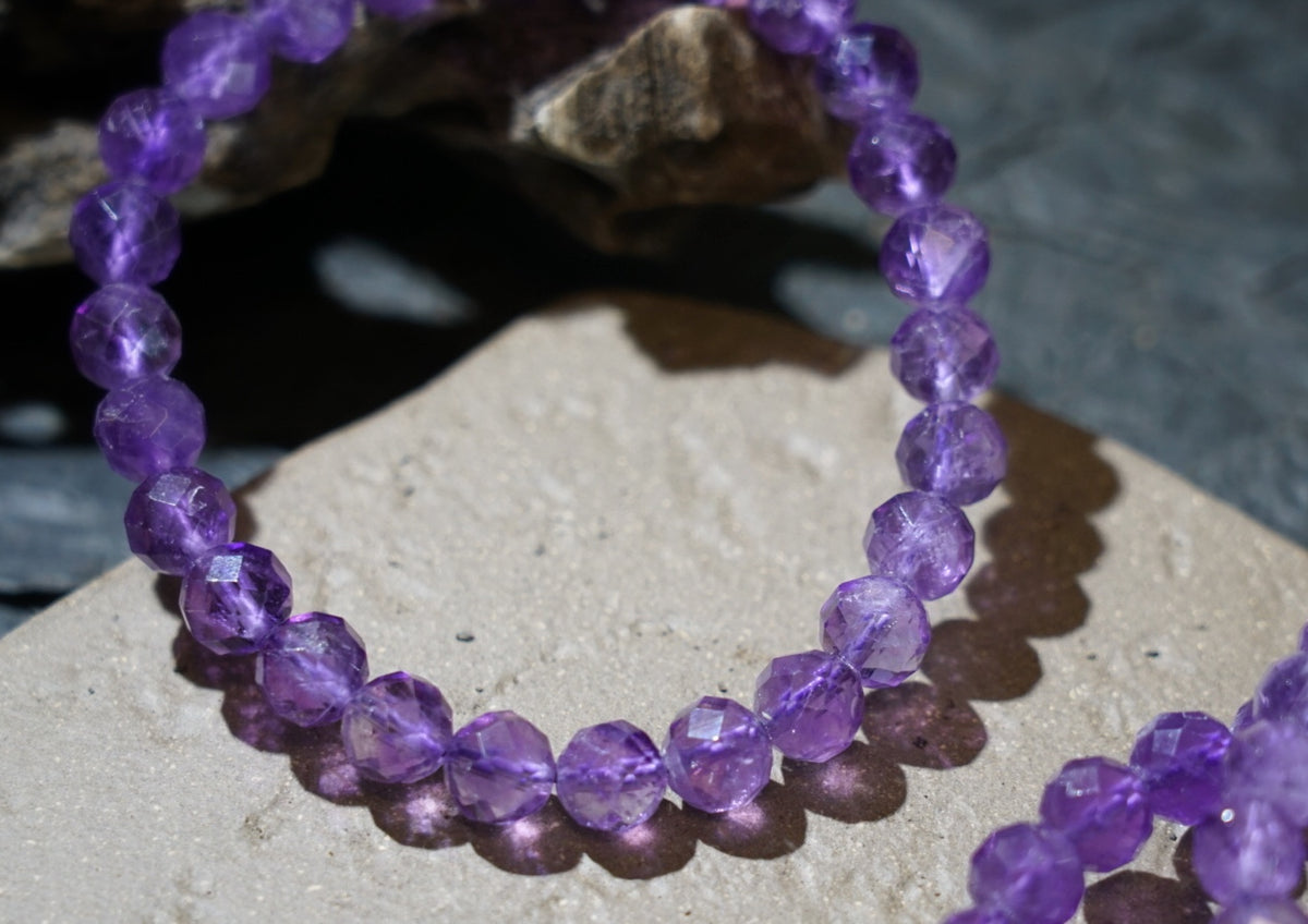 Brazilian Amethyst Bracelet, Faceted Natural Crystal Beads – alternate view 12