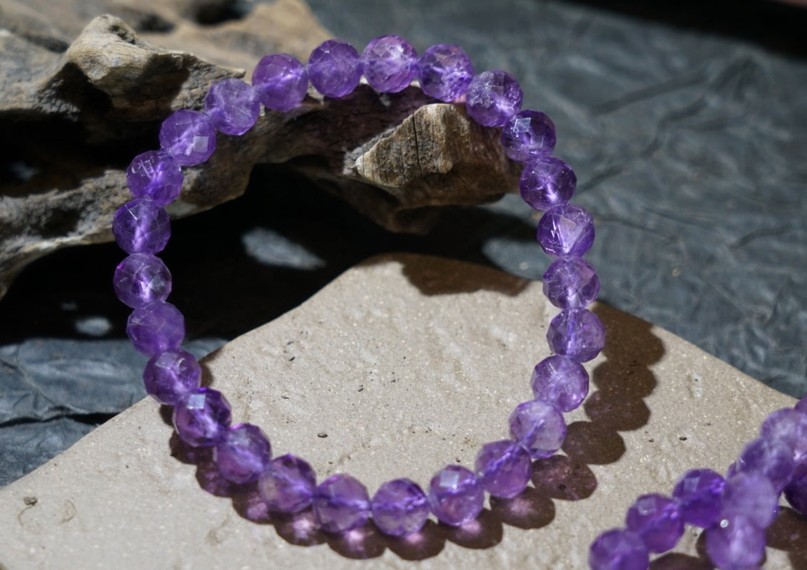 Brazilian Amethyst Bracelet, Faceted Natural Crystal Beads – alternate view 18