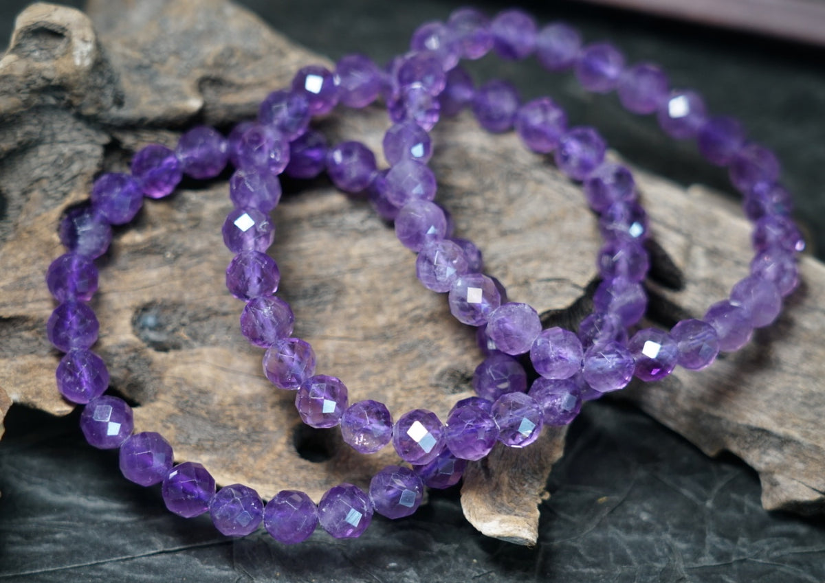 Brazilian Amethyst Bracelet, Faceted Natural Crystal Beads – alternate view 20