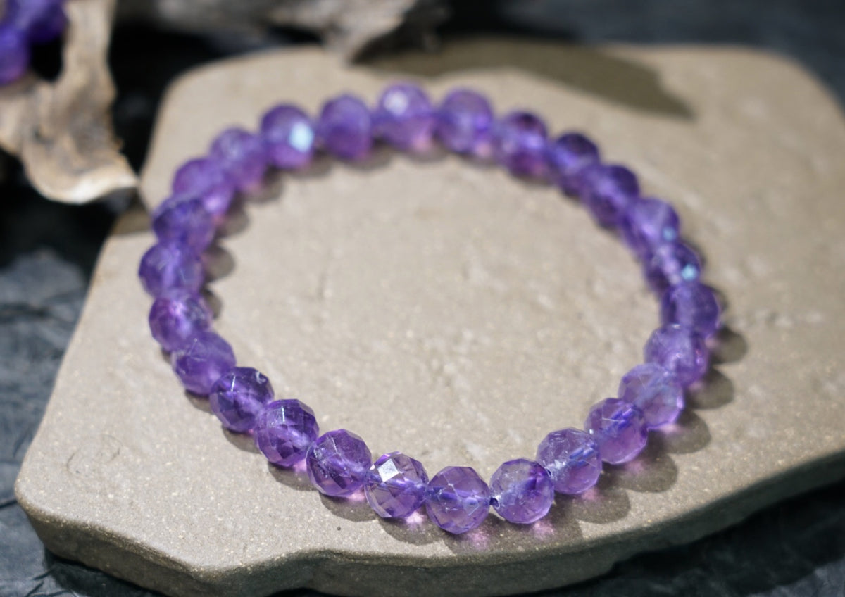 Brazilian Amethyst Bracelet, Faceted Natural Crystal Beads – alternate view 19