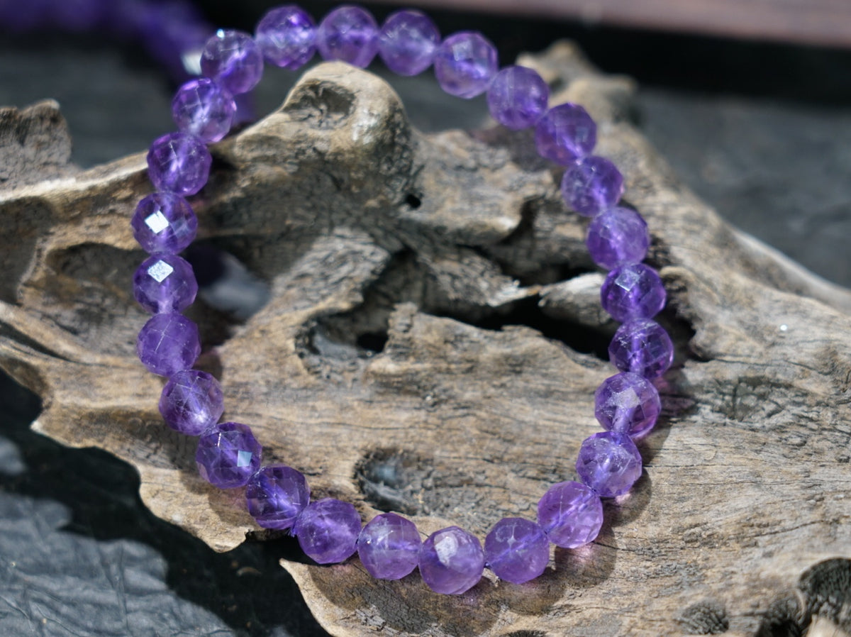 Brazilian Amethyst Bracelet, Faceted Natural Crystal Beads – alternate view 22