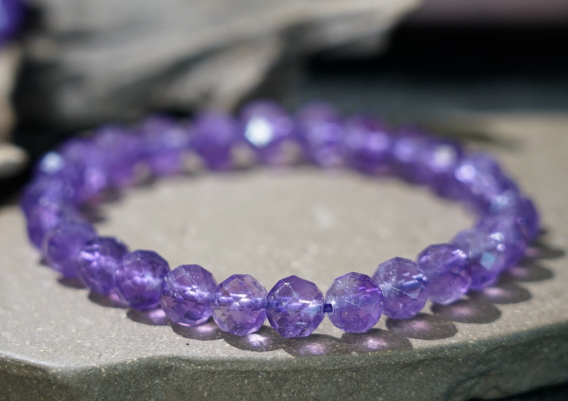 Brazilian Amethyst Bracelet, Faceted Natural Crystal Beads – alternate view 10