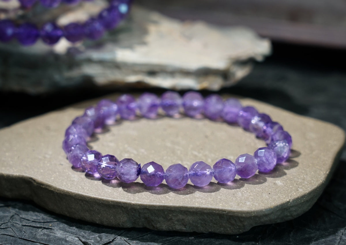 Brazilian Amethyst Bracelet, Faceted Natural Crystal Beads – alternate view 6