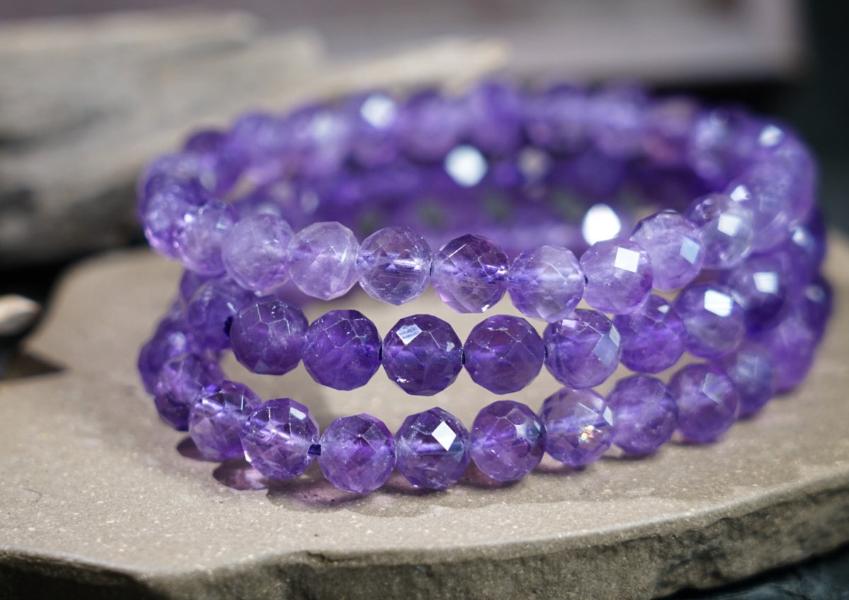 Brazilian Amethyst Bracelet, Faceted Natural Crystal Beads – alternate view 26