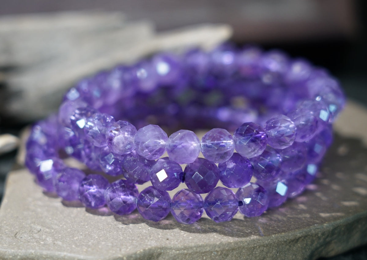 Brazilian Amethyst Bracelet, Faceted Natural Crystal Beads – alternate view 25