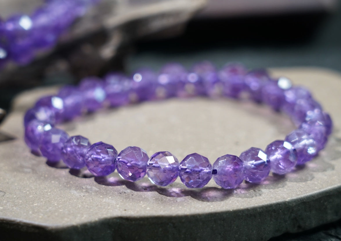 Brazilian Amethyst Bracelet, Faceted Natural Crystal Beads – alternate view 24
