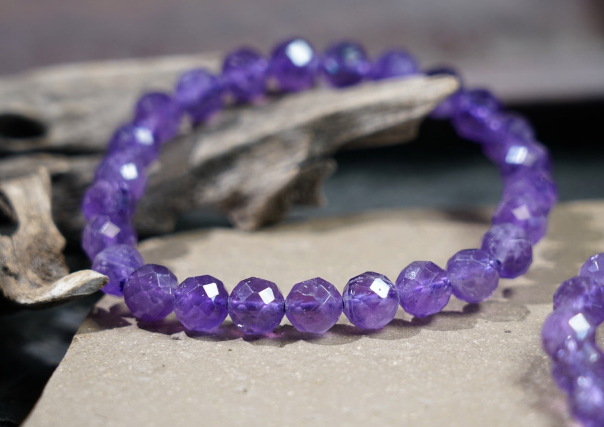 Brazilian Amethyst Bracelet, Faceted Natural Crystal Beads – alternate view 11