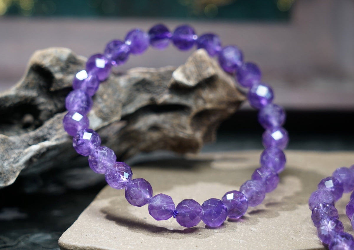 Brazilian Amethyst Bracelet, Faceted Natural Crystal Beads – alternate view 8