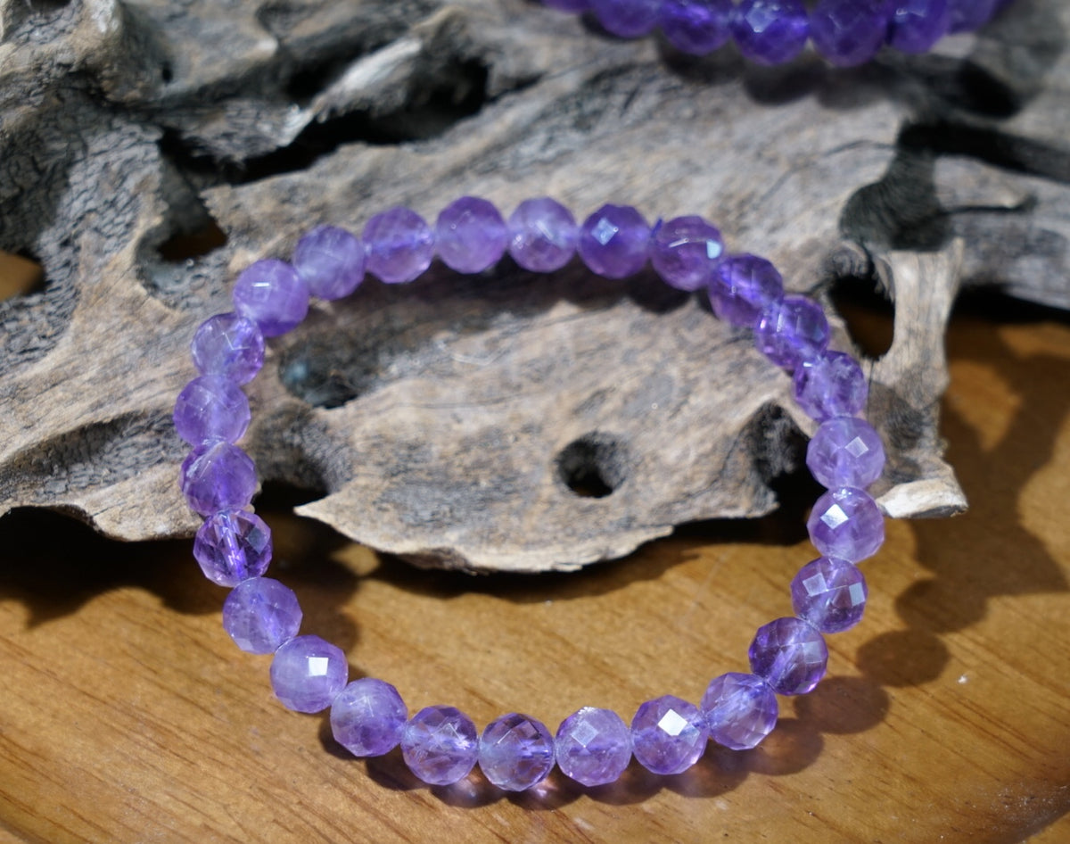Brazilian Amethyst Bracelet, Faceted Natural Crystal Beads – alternate view 9