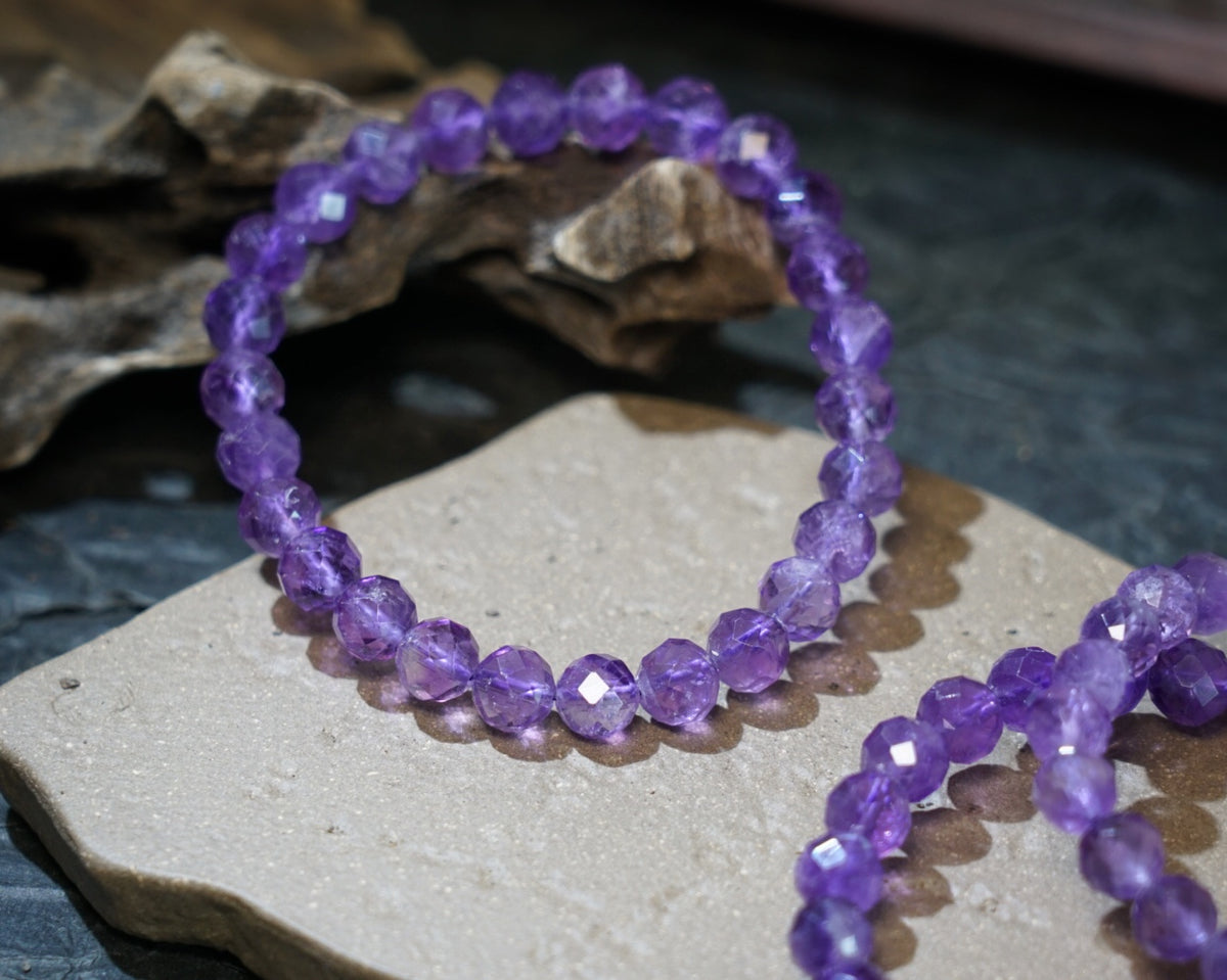 Brazilian Amethyst Bracelet, Faceted Natural Crystal Beads – alternate view 14