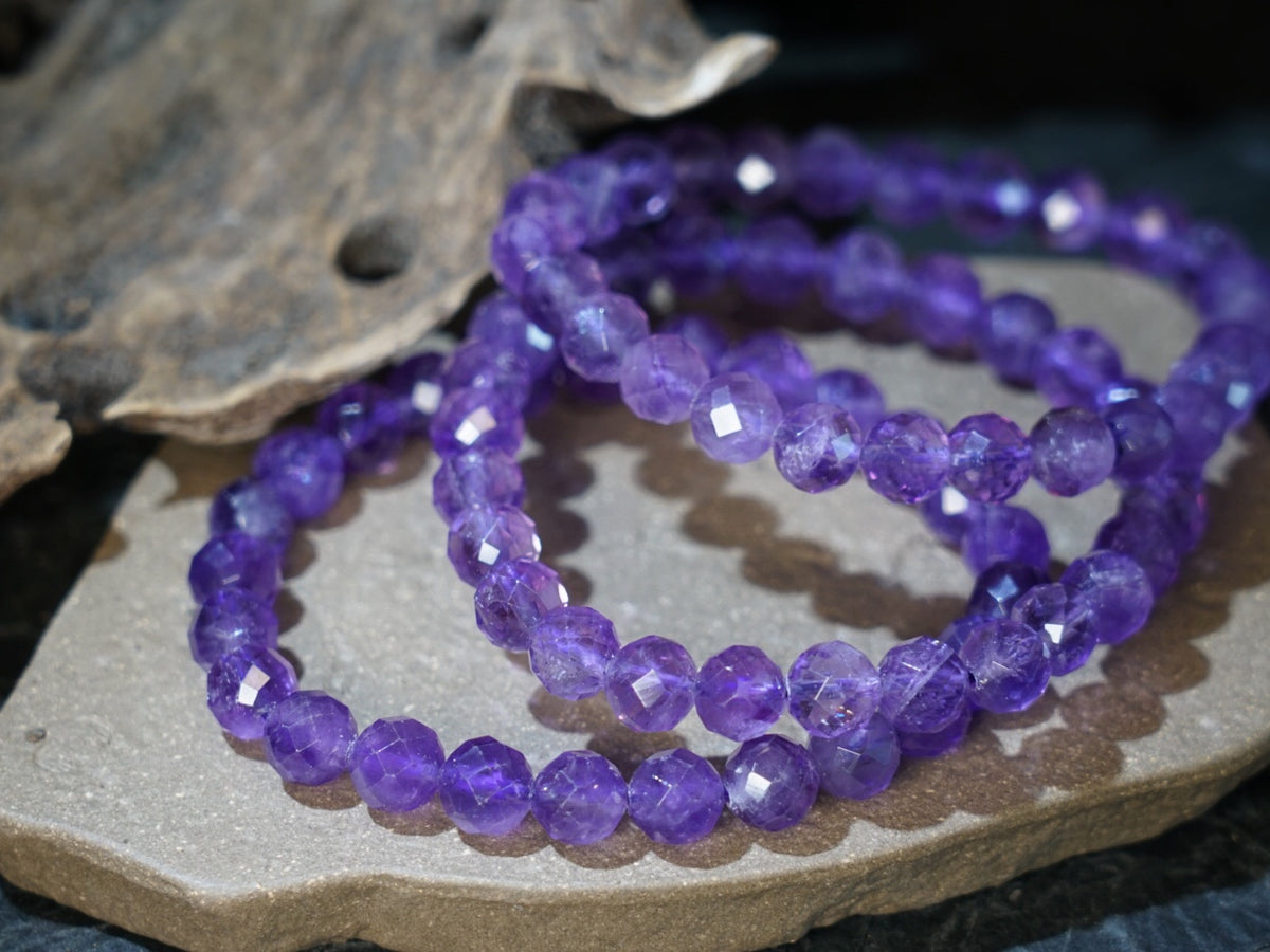 Brazilian Amethyst Bracelet, Faceted Natural Crystal Beads – alternate view 21