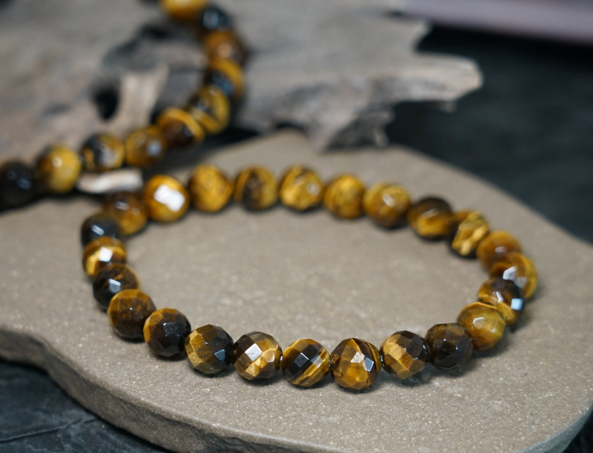 Tiger’s Eye Bracelet | Faceted 7.5mm or 9.5mm Beads