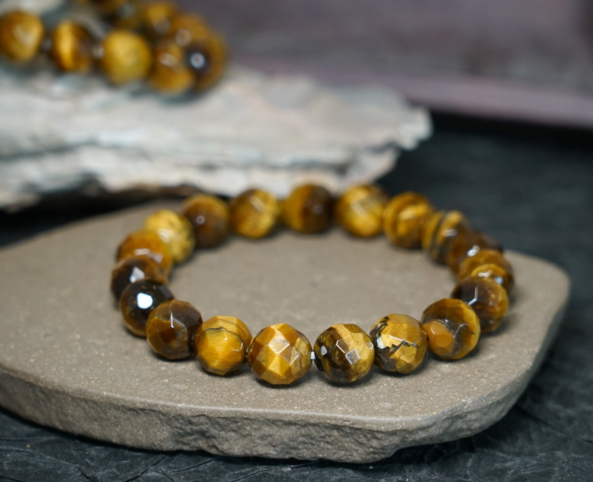 Tiger’s Eye Bracelet | Faceted 7.5mm or 9.5mm Beads