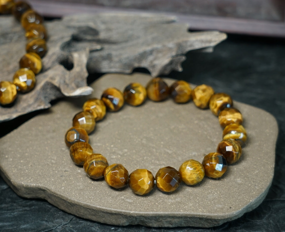Tiger’s Eye Bracelet | Faceted 7.5mm or 9.5mm Beads