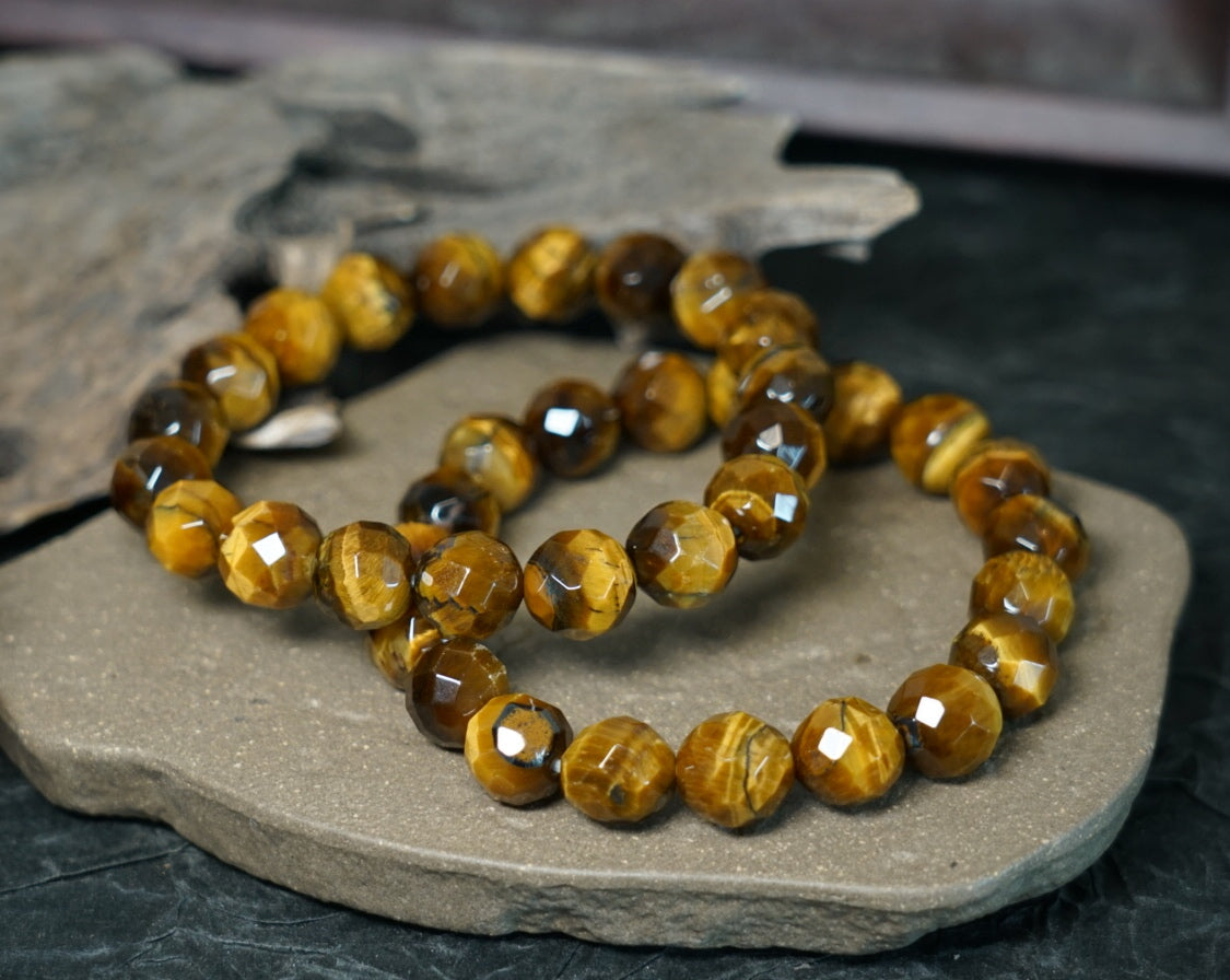 Tiger’s Eye Bracelet | Faceted 7.5mm or 9.5mm Beads