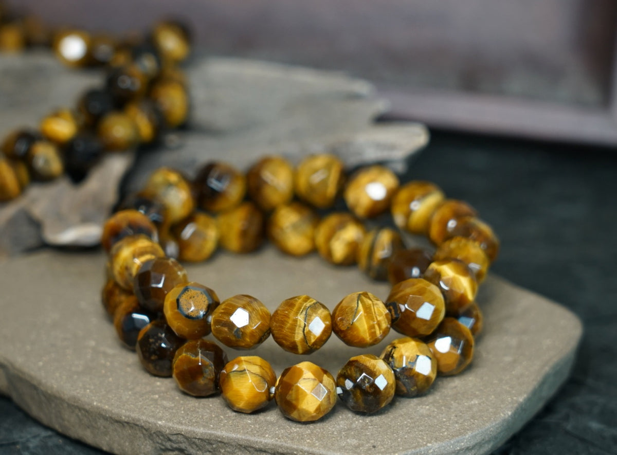 Tiger’s Eye Bracelet | Faceted 7.5mm or 9.5mm Beads