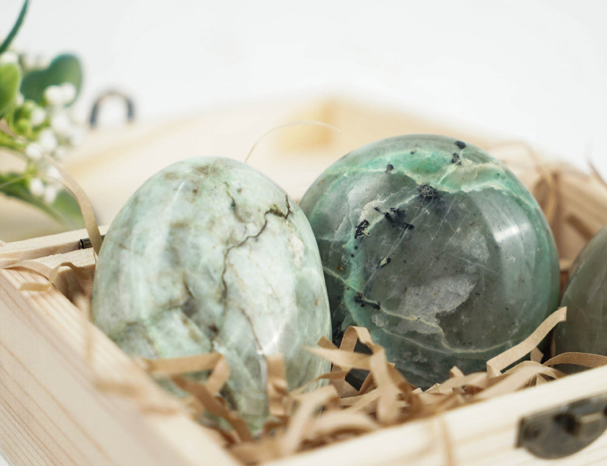 Green Moonstone Palm Stone | Natural Polished Crystal