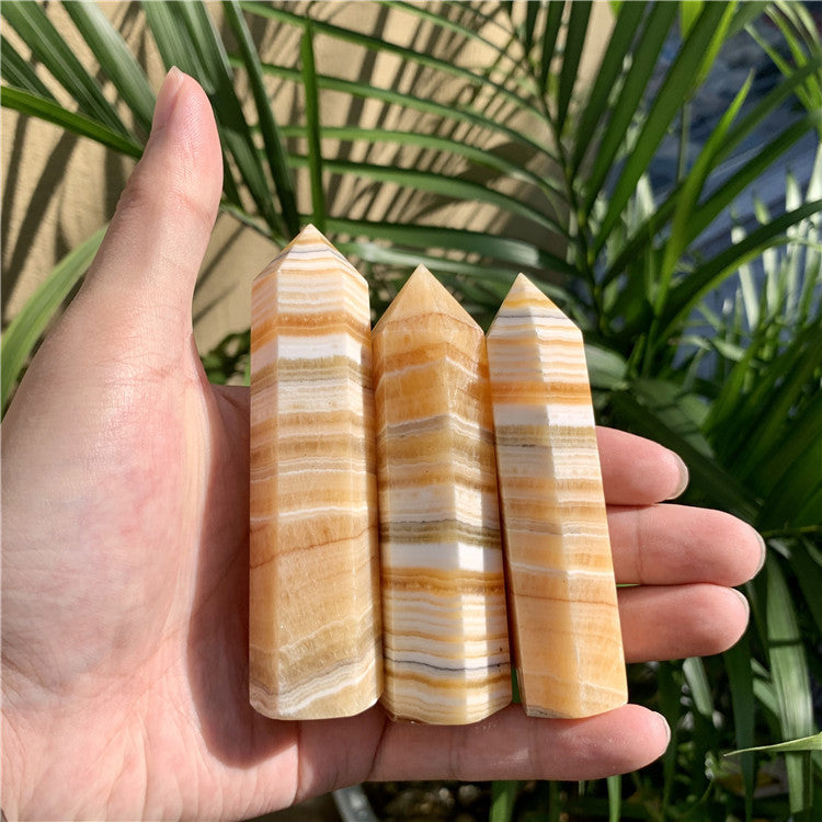 Yellow Calcite Tower | Natural Crystal Point