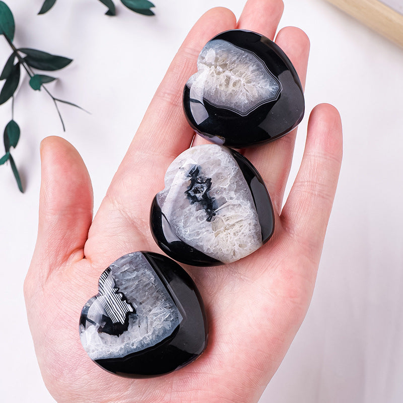 Black Agate Heart | Natural Polished Crystal 4cm
