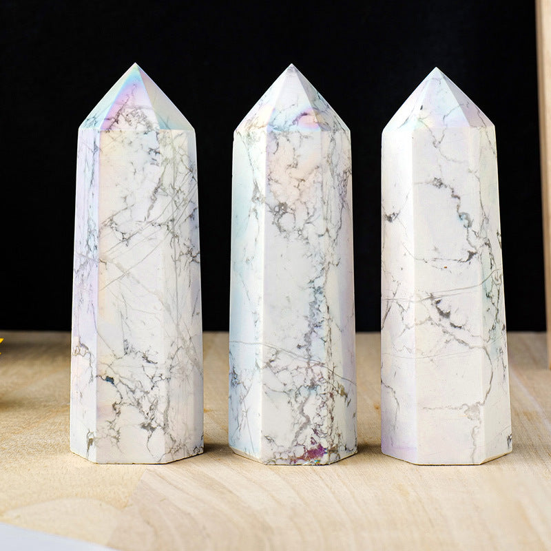 Aura Howlite Tower | Iridescent White Stone Point 6–7cm