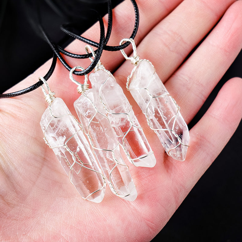Clear Quartz Pendant Necklace | Natural Crystal 3–5cm