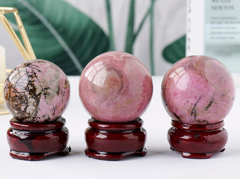 Rhodonite Sphere | Natural Pink & Black Crystal Ball 5–6cm