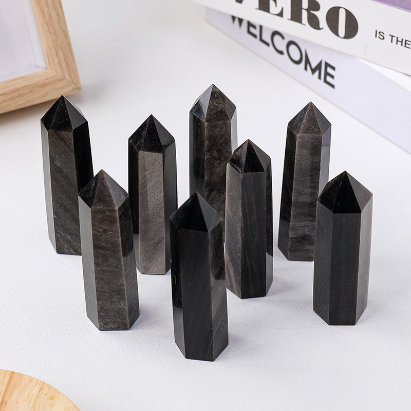 Gold Sheen Obsidian Tower | Natural Crystal Point 5–8cm